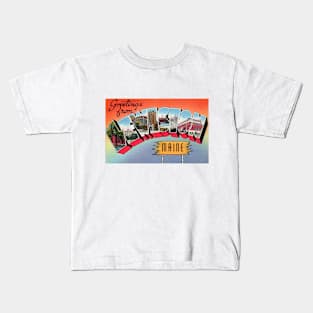 Greetings from Lewiston, Maine - Vintage Large Letter Postcard Kids T-Shirt